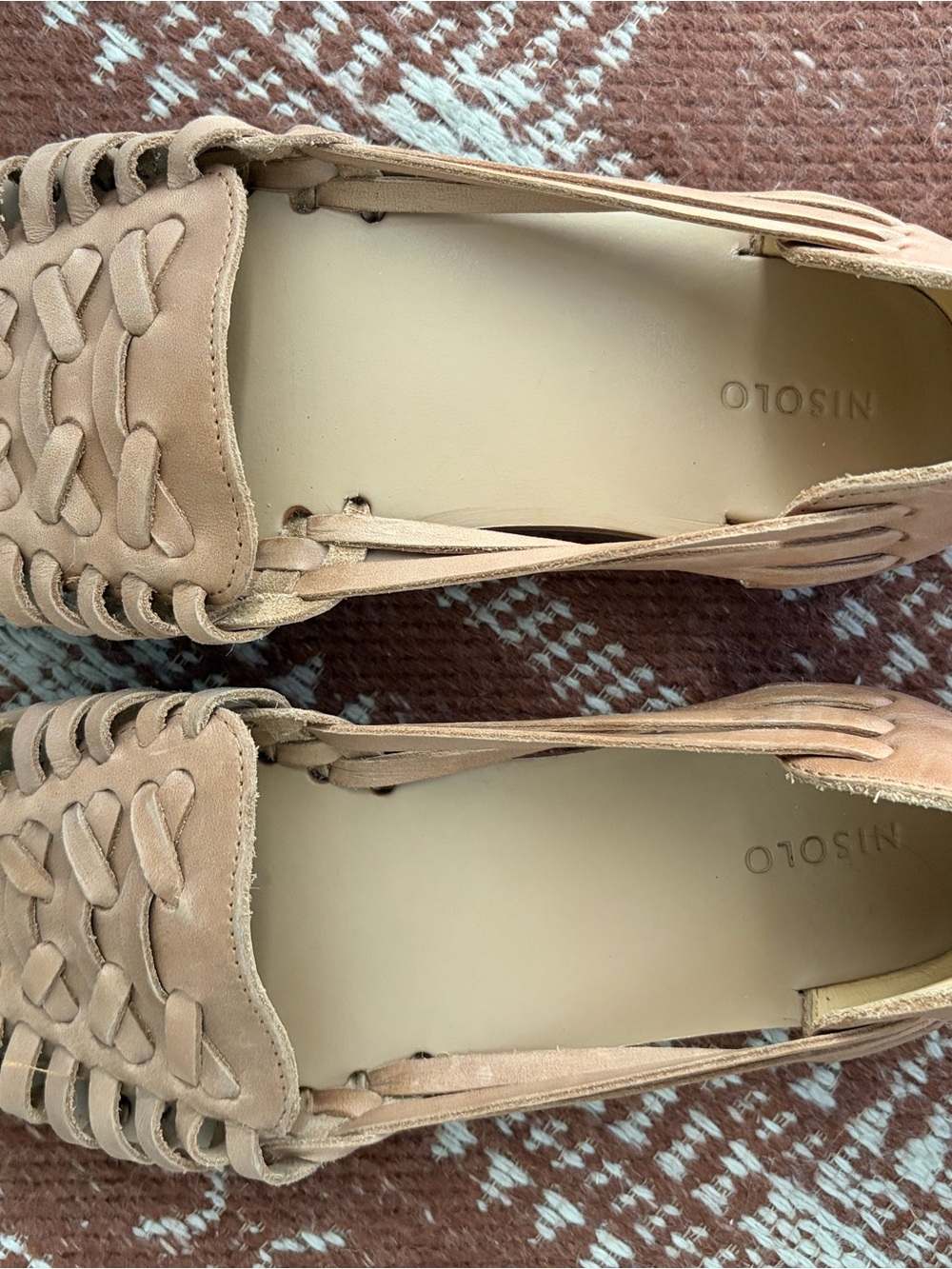 Nisolo Tan Woven Leather Huaraches - Women's Slip-On Comfort